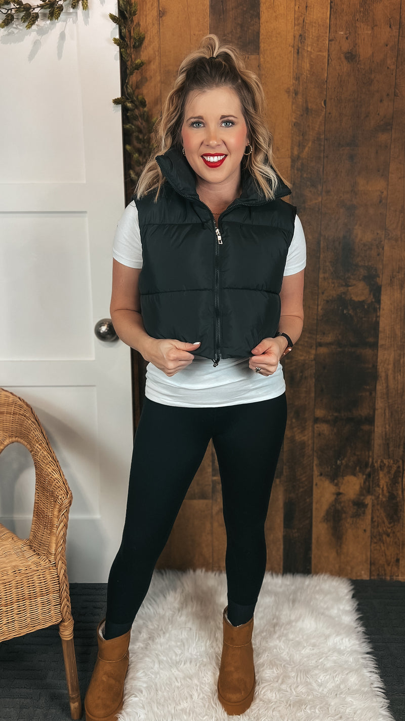 Amy Puffer Vest: Black