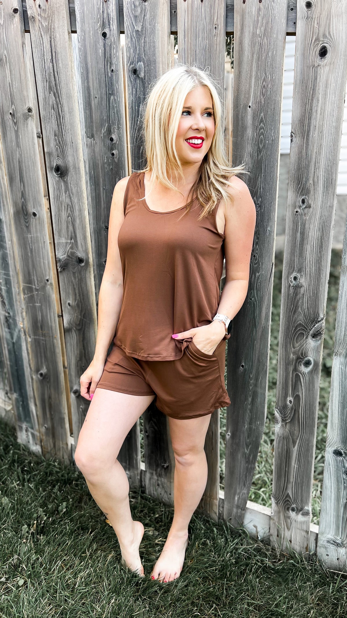 Payton Tank Top Short Set | Brown