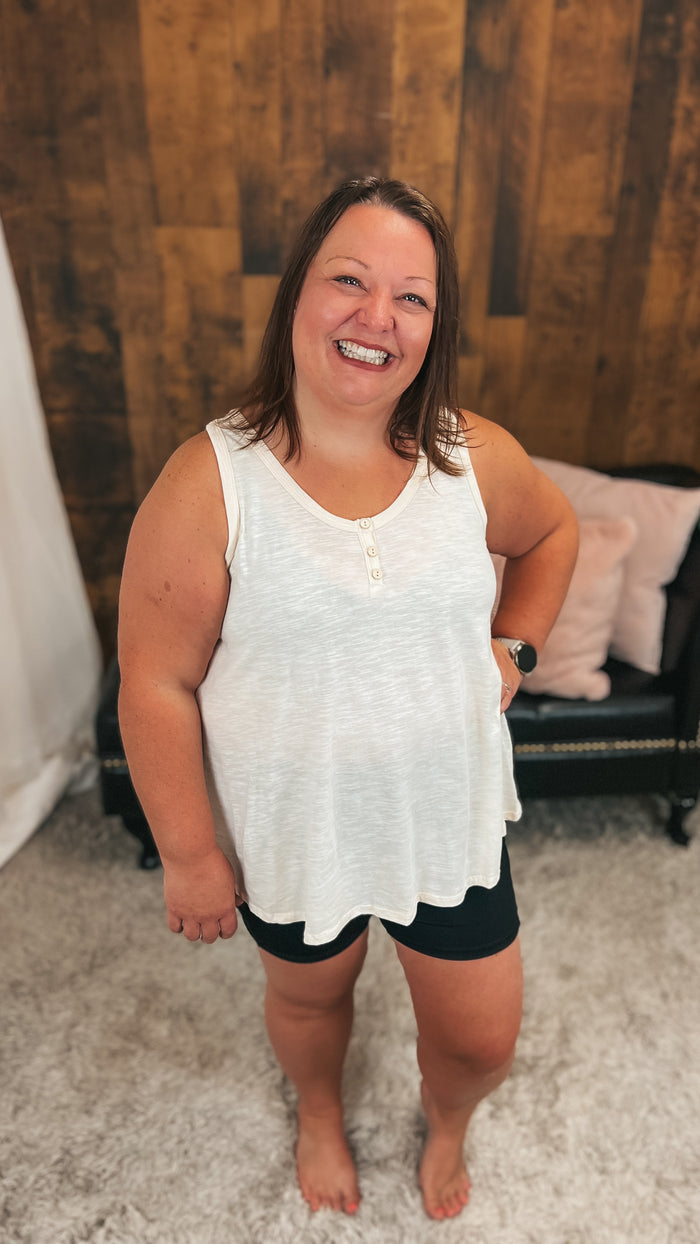 Jayda Button Tank Top | Cream