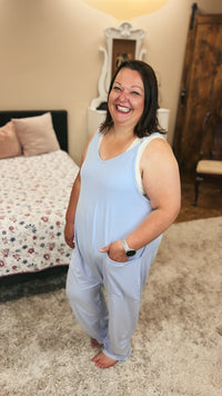 Jordyn Hotshot Romper: Periwinkle