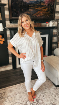 Lynn Stripe Blouse | White