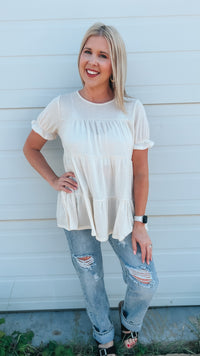 Dolly Babydoll Top: Cream
