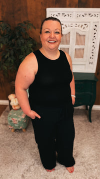 Victoria Ribbed Tank Top | Black