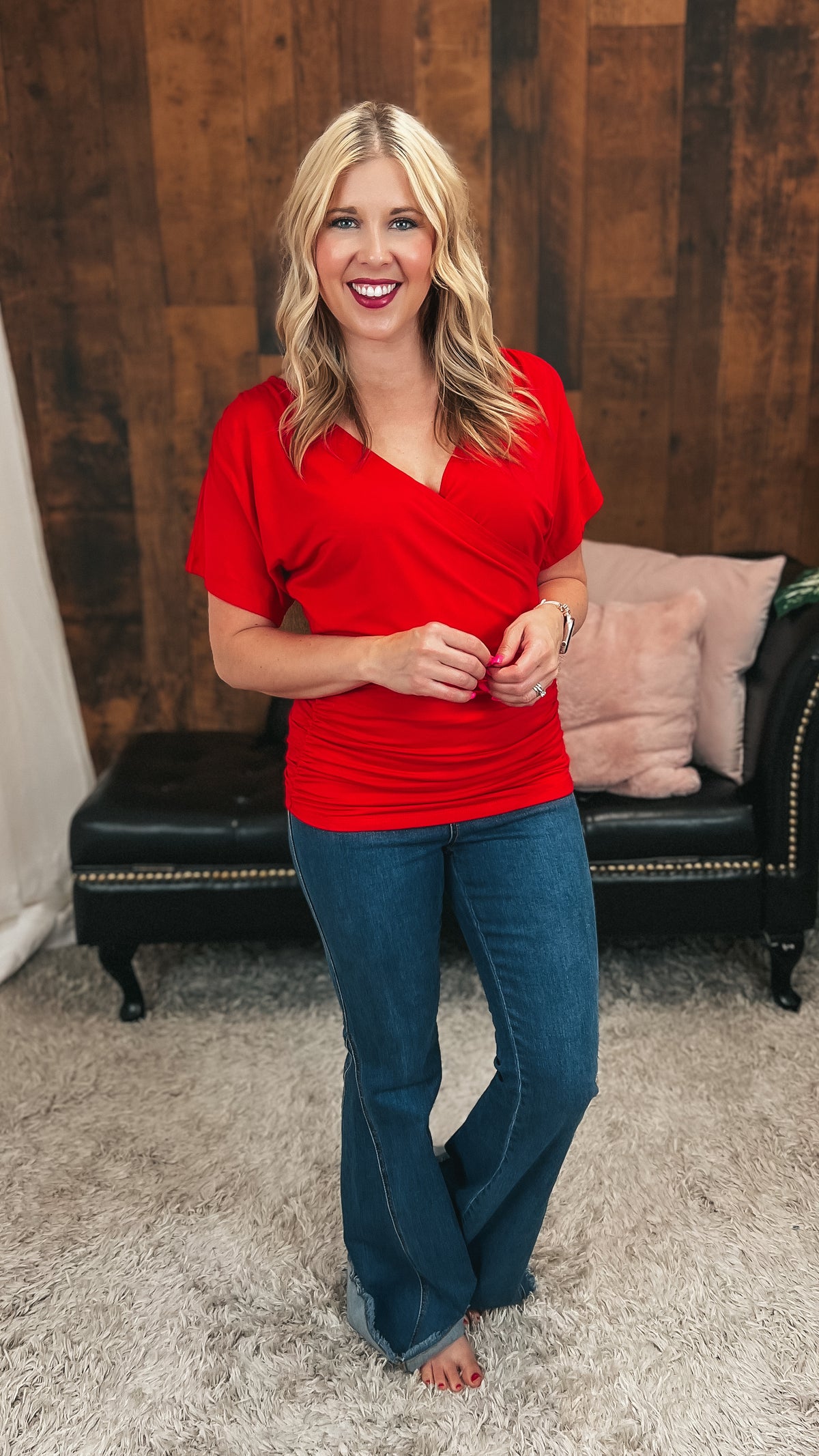 Anne-Marie | Cross Over Tee | Red