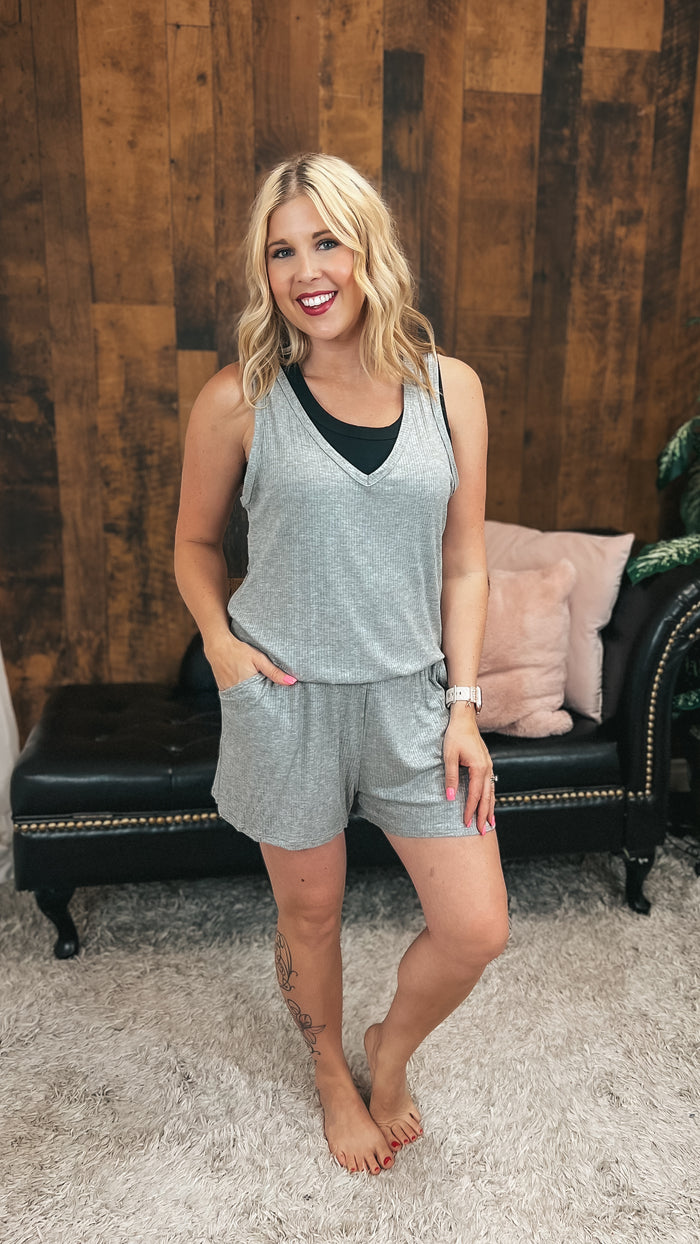 Tiffany Shorts Romper | Grey