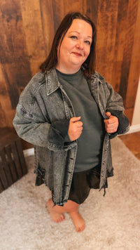 Ronin Distressed Denim Jacket | Washed Black