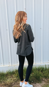 Leslie Waffle Long Sleeve | Charcoal