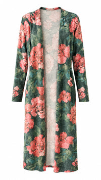 Kendal Duster Cardigan | Hunter Green & Blush