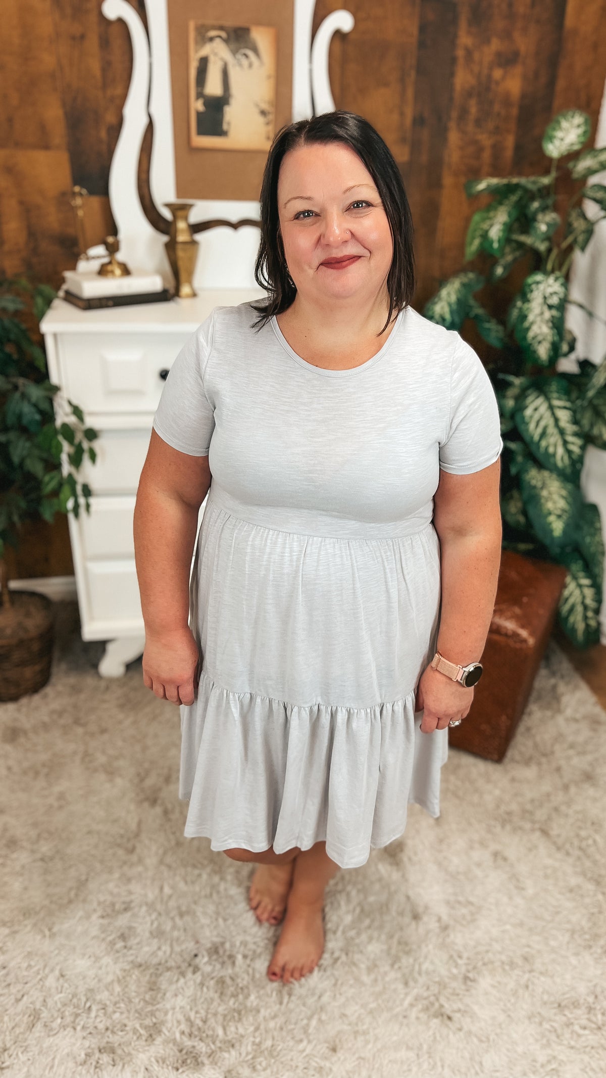 Beverly Tiered Dress: Grey
