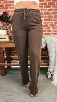Jodie Wide Leg Jogging Pants | Brown