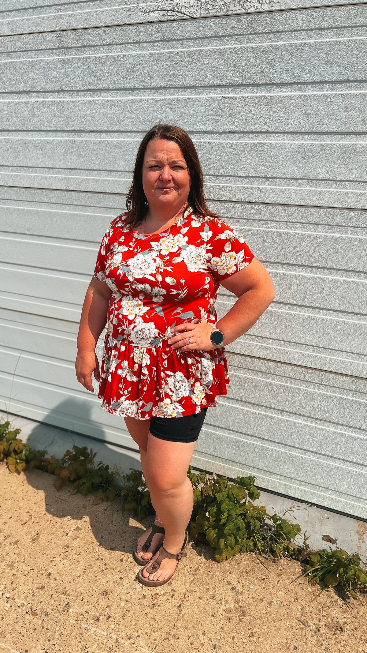 Stacey Floral Top: Red