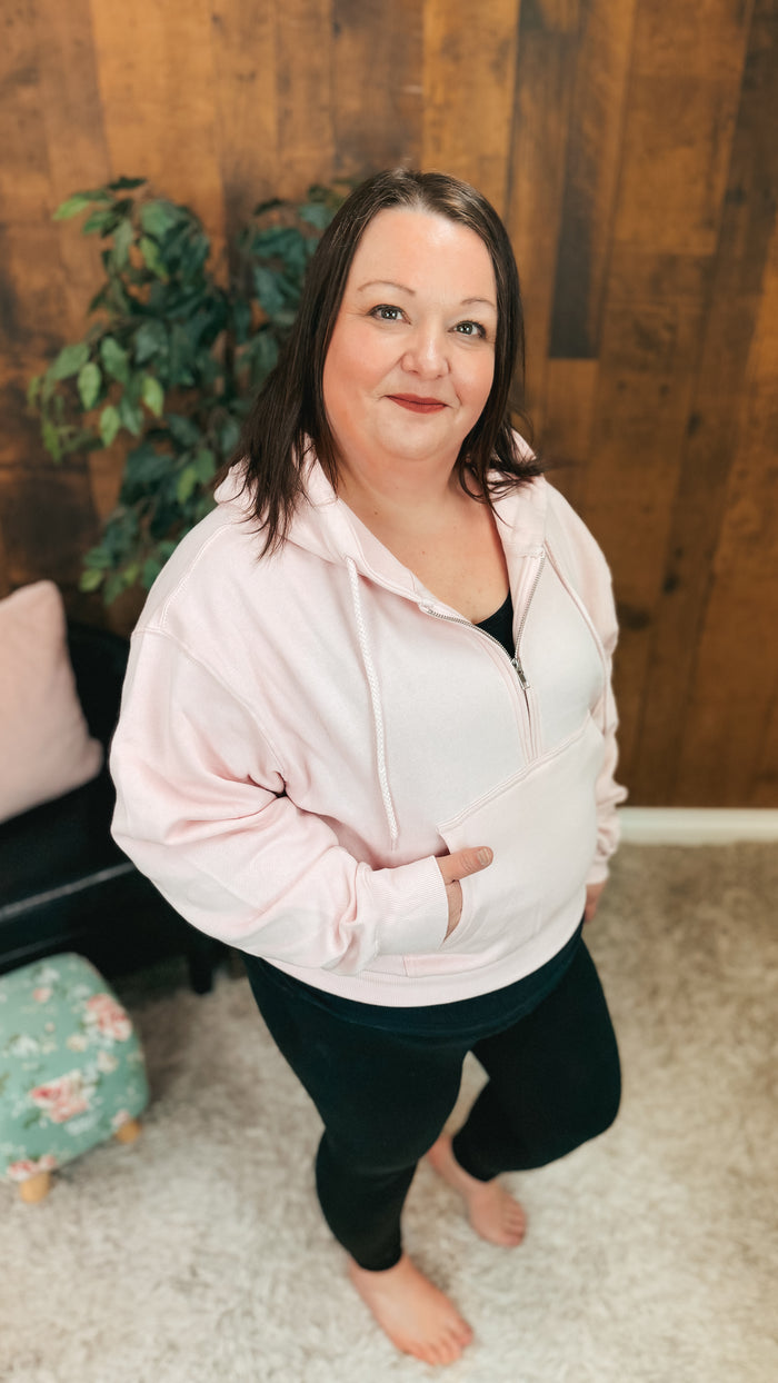 Beth 1/2 Zip Sweatshirt | Baby Pink