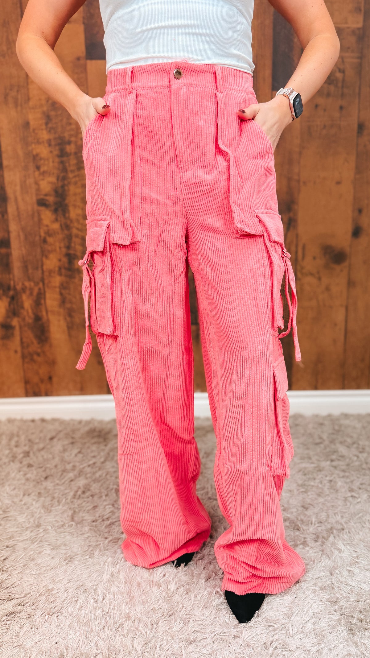 Alicia Corduroy Cargo Pants | Pink