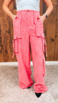 Alicia Corduroy Cargo Pants | Pink