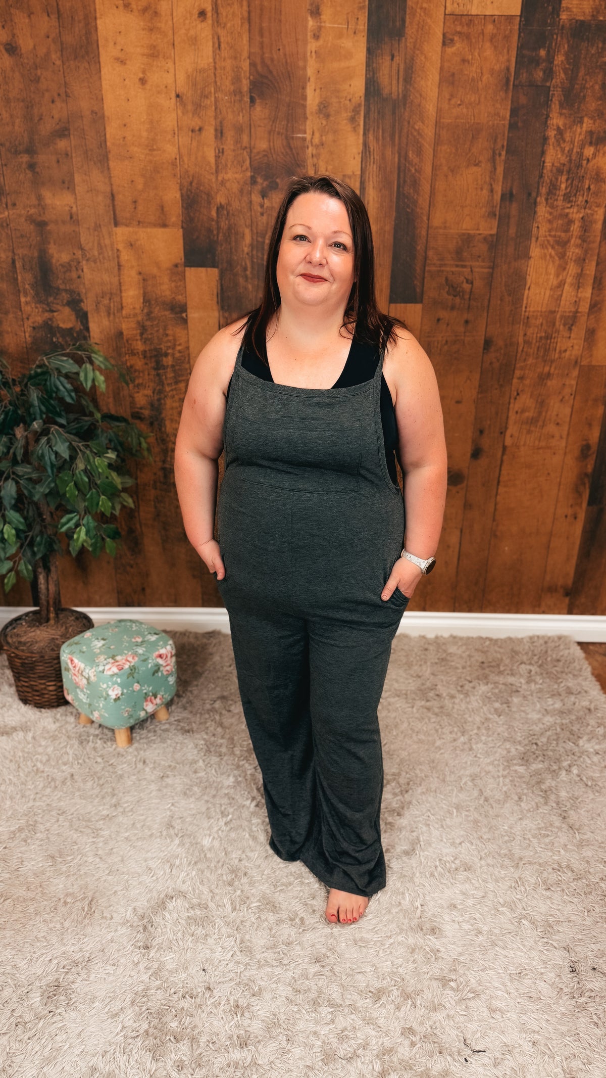 Rebecca Wide Leg Romper | Charcoal