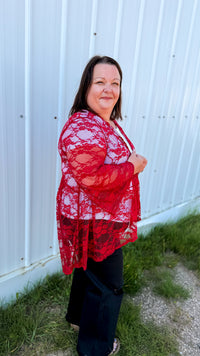 Rosemary Lace Cardigan | Red