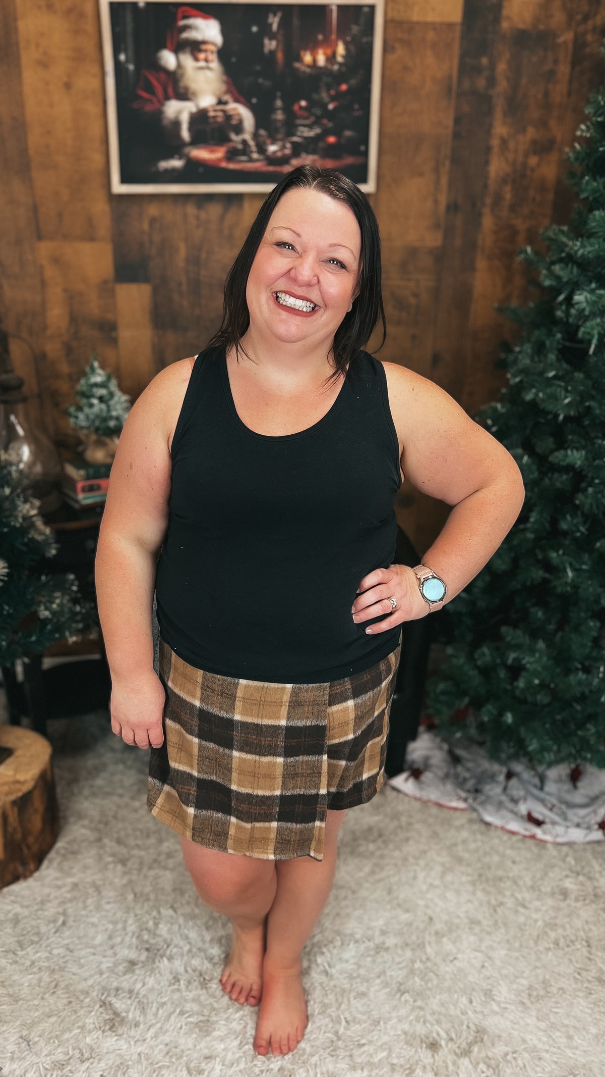 Sophia Fleece Skort | Khaki & Brown