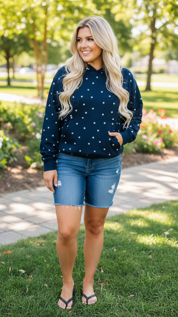 Arianna Star Hoodie | Navy