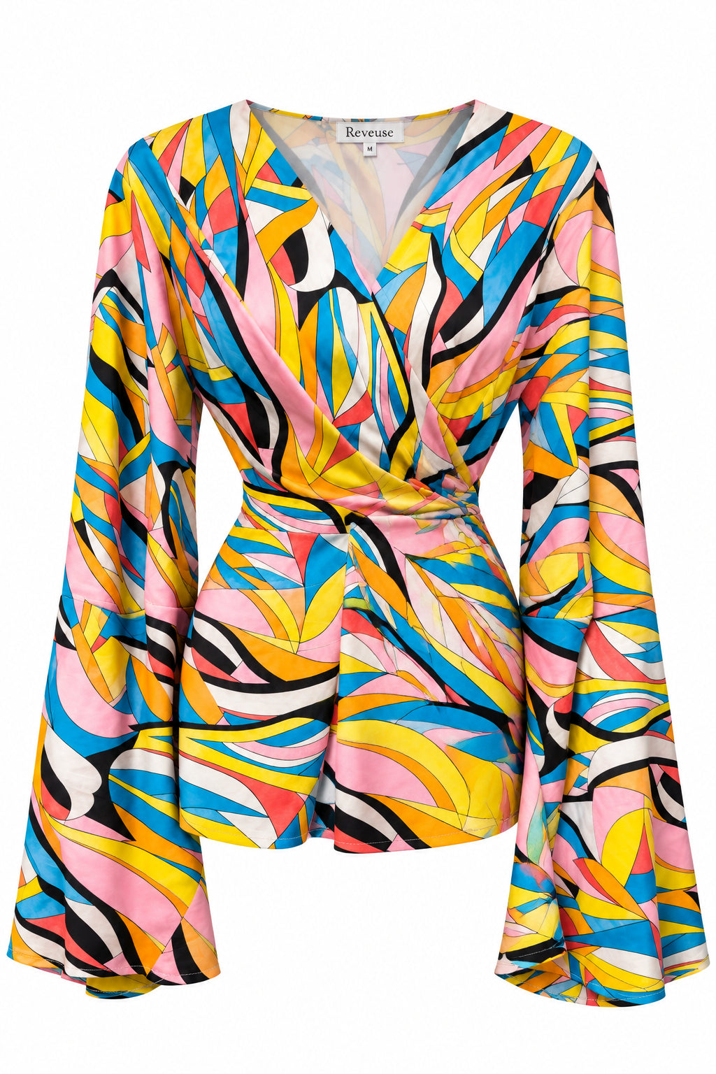 Retro, colourful printed long sleeve shirt