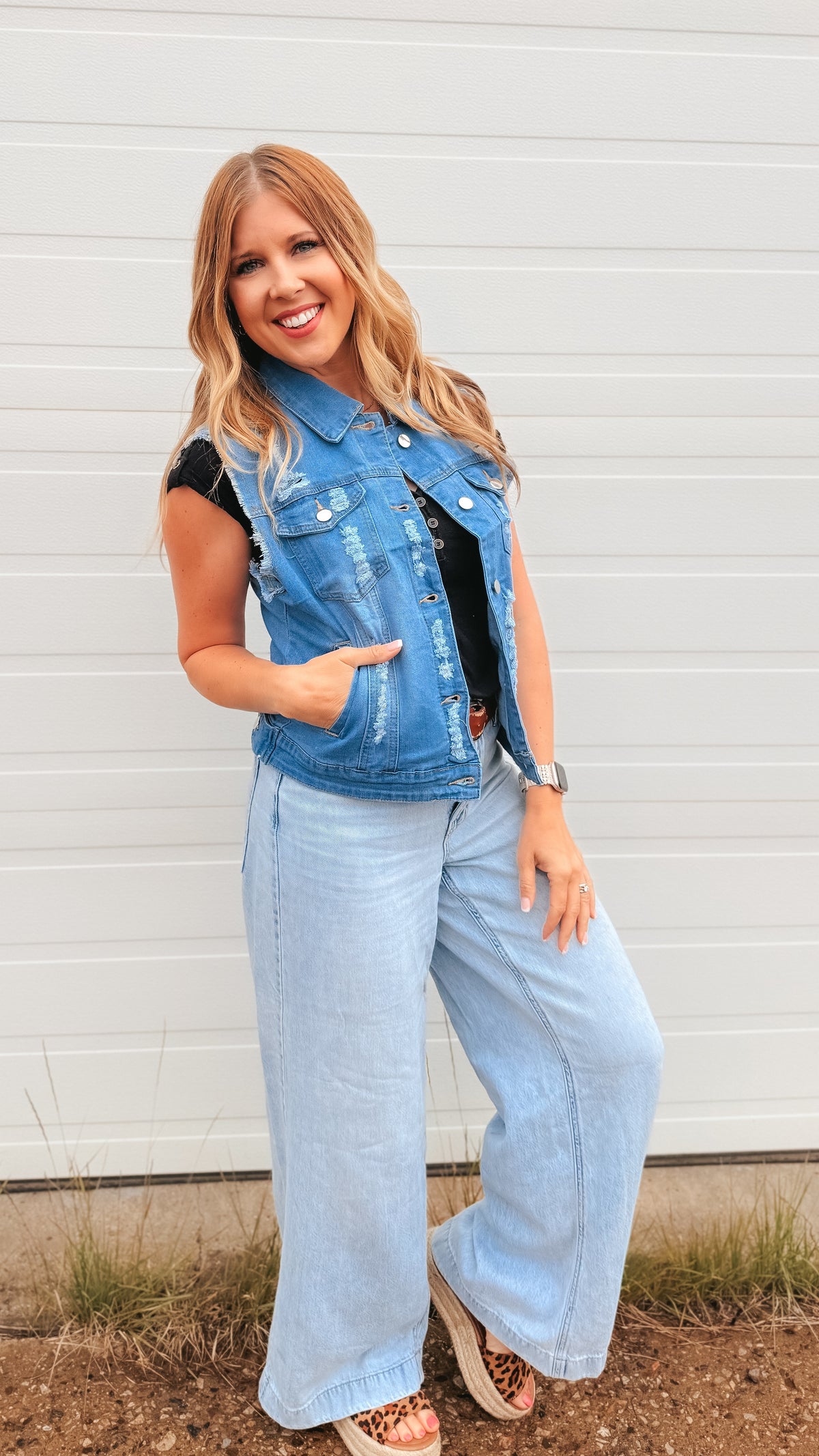 Roxy Denim Vest | Light Blue