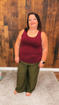 Shandra Linen Pants: Olive