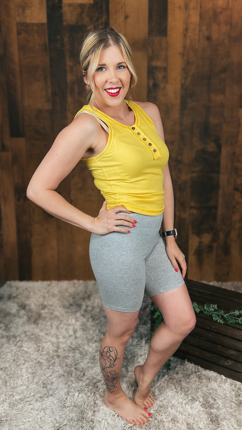 Grey cotton biker shorts