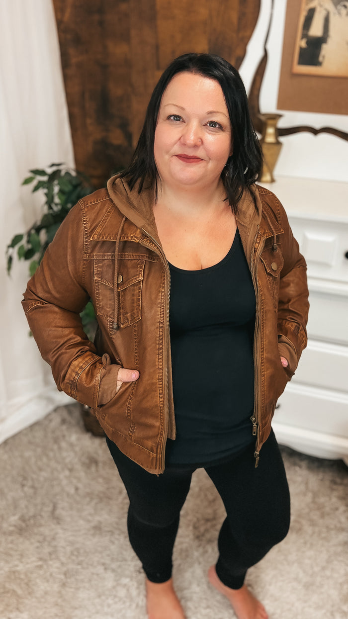 Joey Faux Leather Jacket | Camel