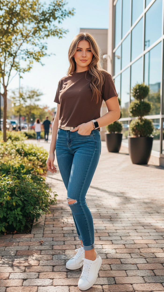Michelle Basic Tee | Brown