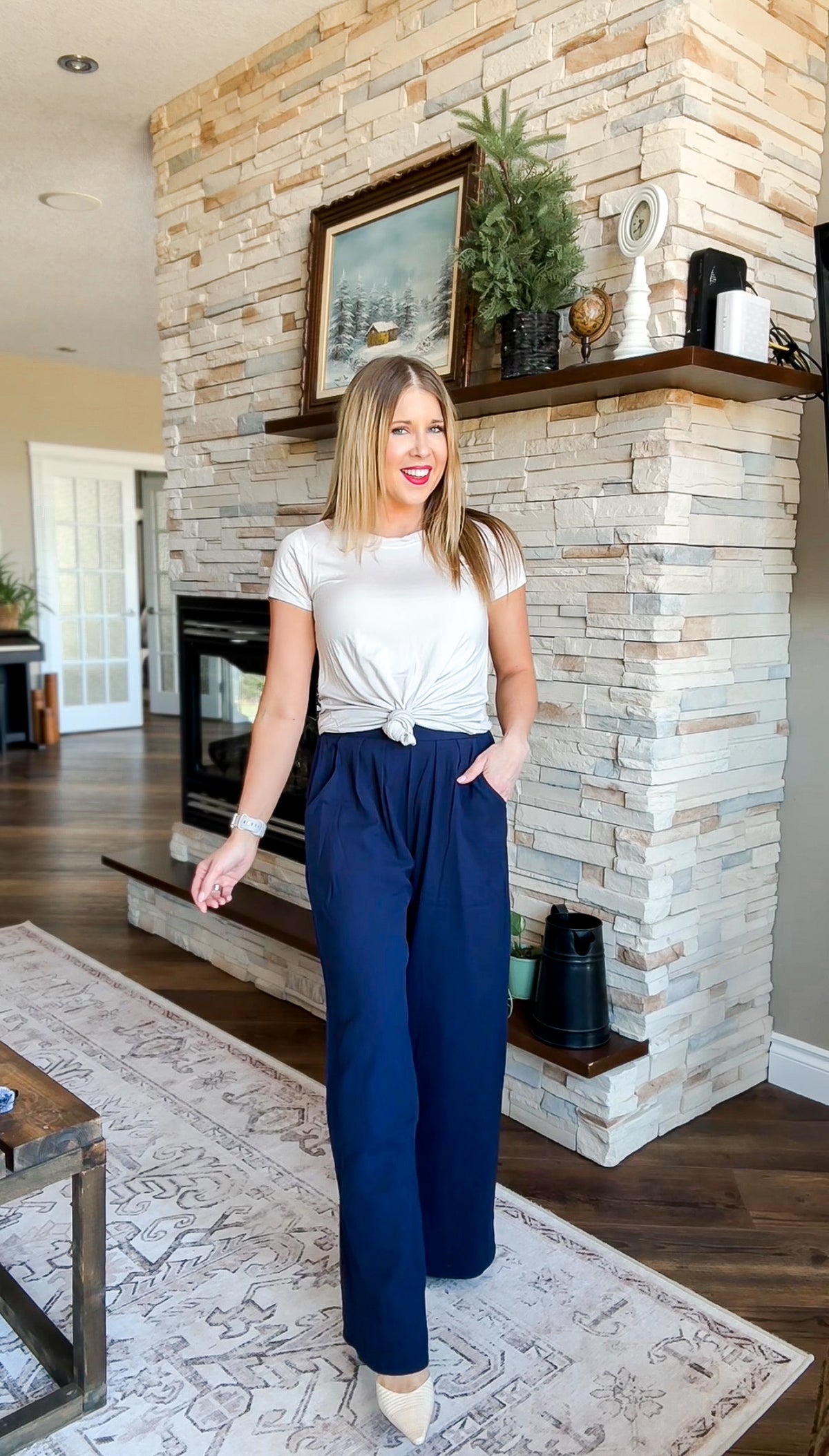Nova Wide Leg Pants | Navy