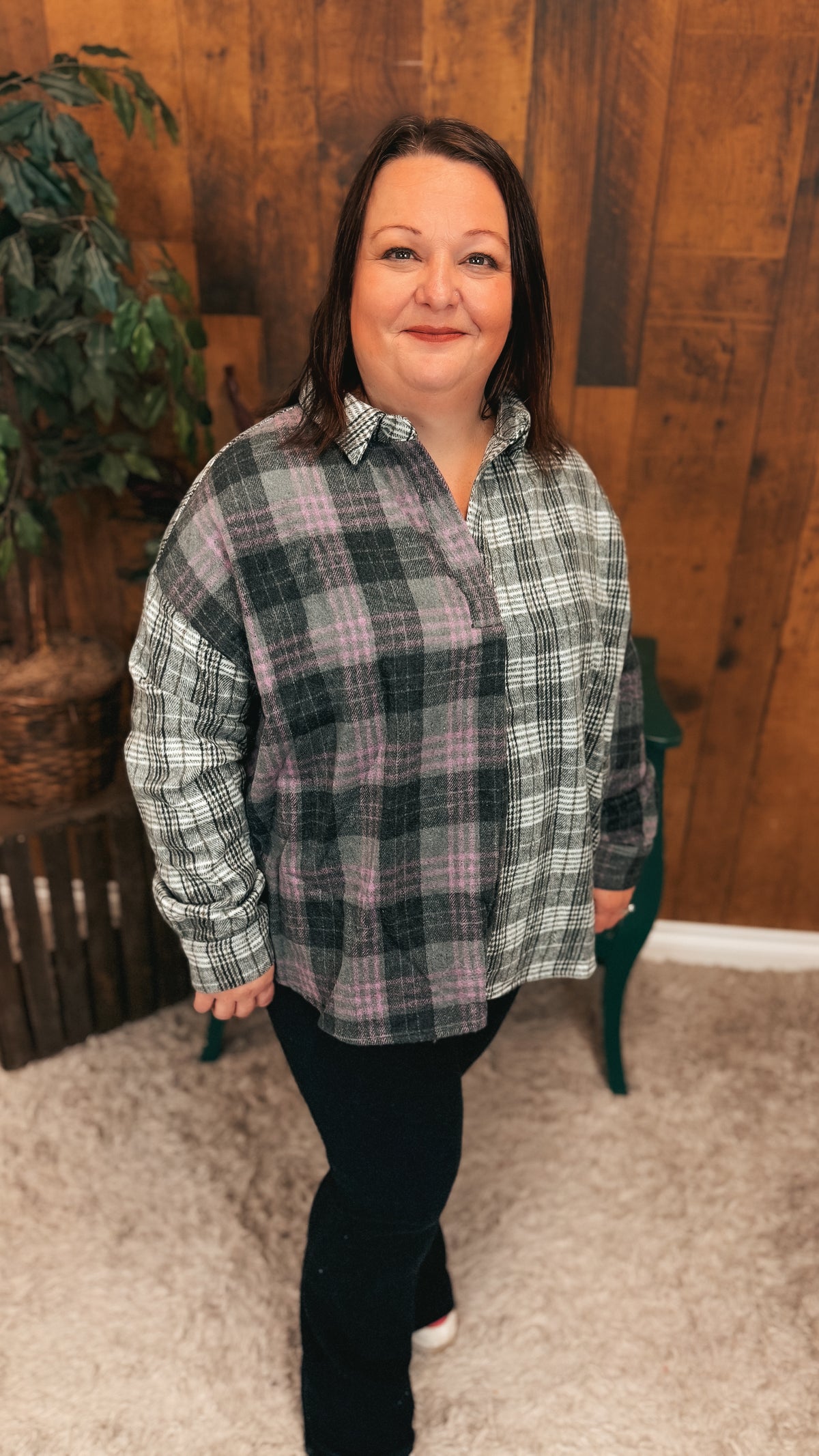 Jesslyn Plaid Flannel Top | Lavender