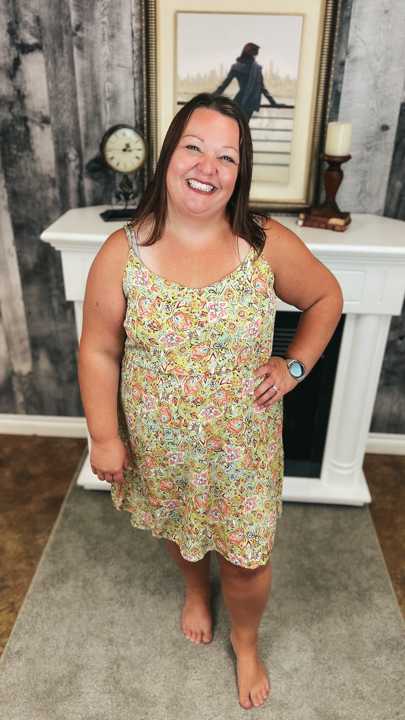 Diane Floral Sundress | Lime