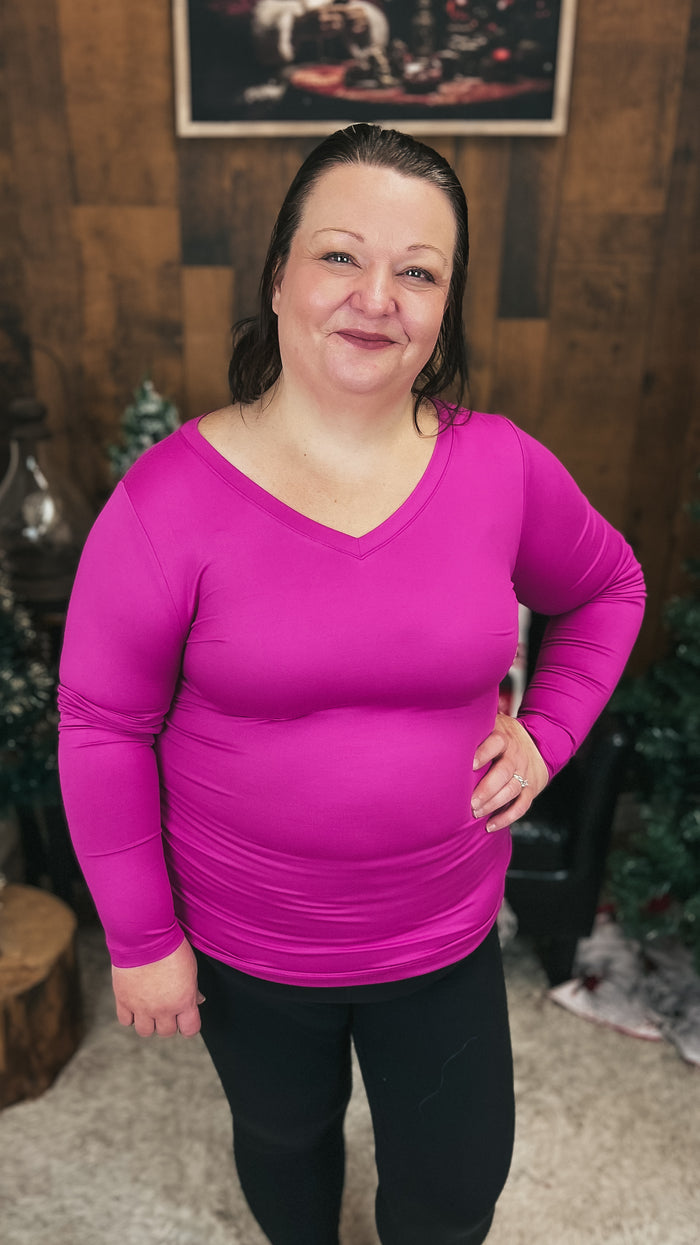 Kelsey Brushed Long Sleeve | Magenta