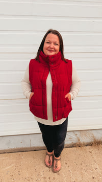 Tori Puffer Vest | Burgundy