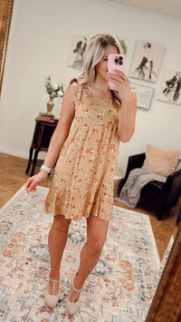 Hallie Floral Dress: Gold *SALE*