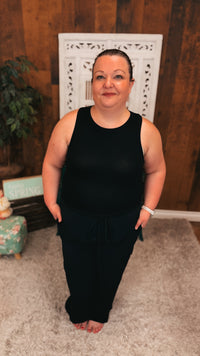 Victoria Ribbed Tank Top | Black
