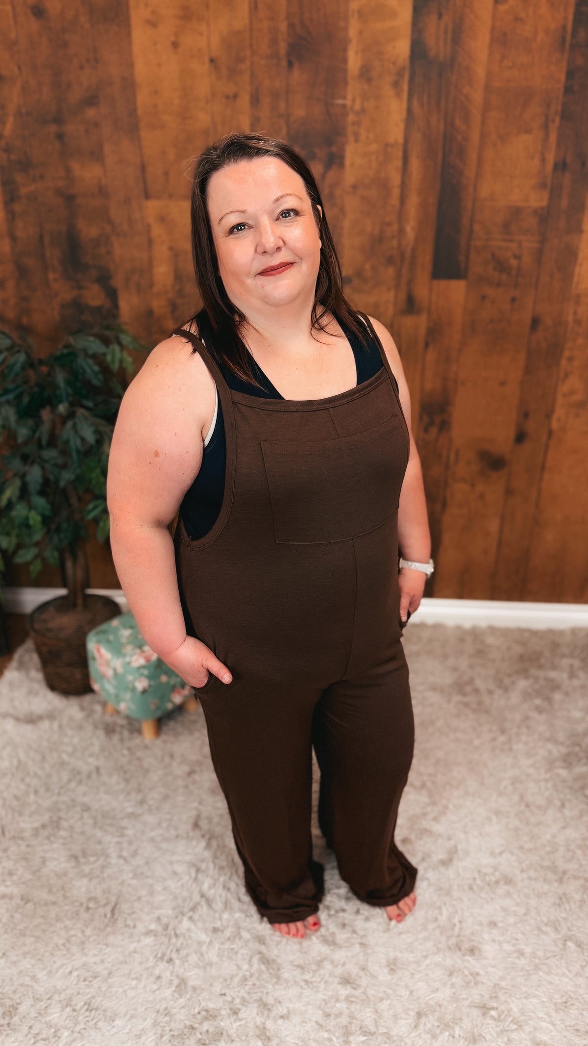 Rebecca Wide Leg Romper | Brown