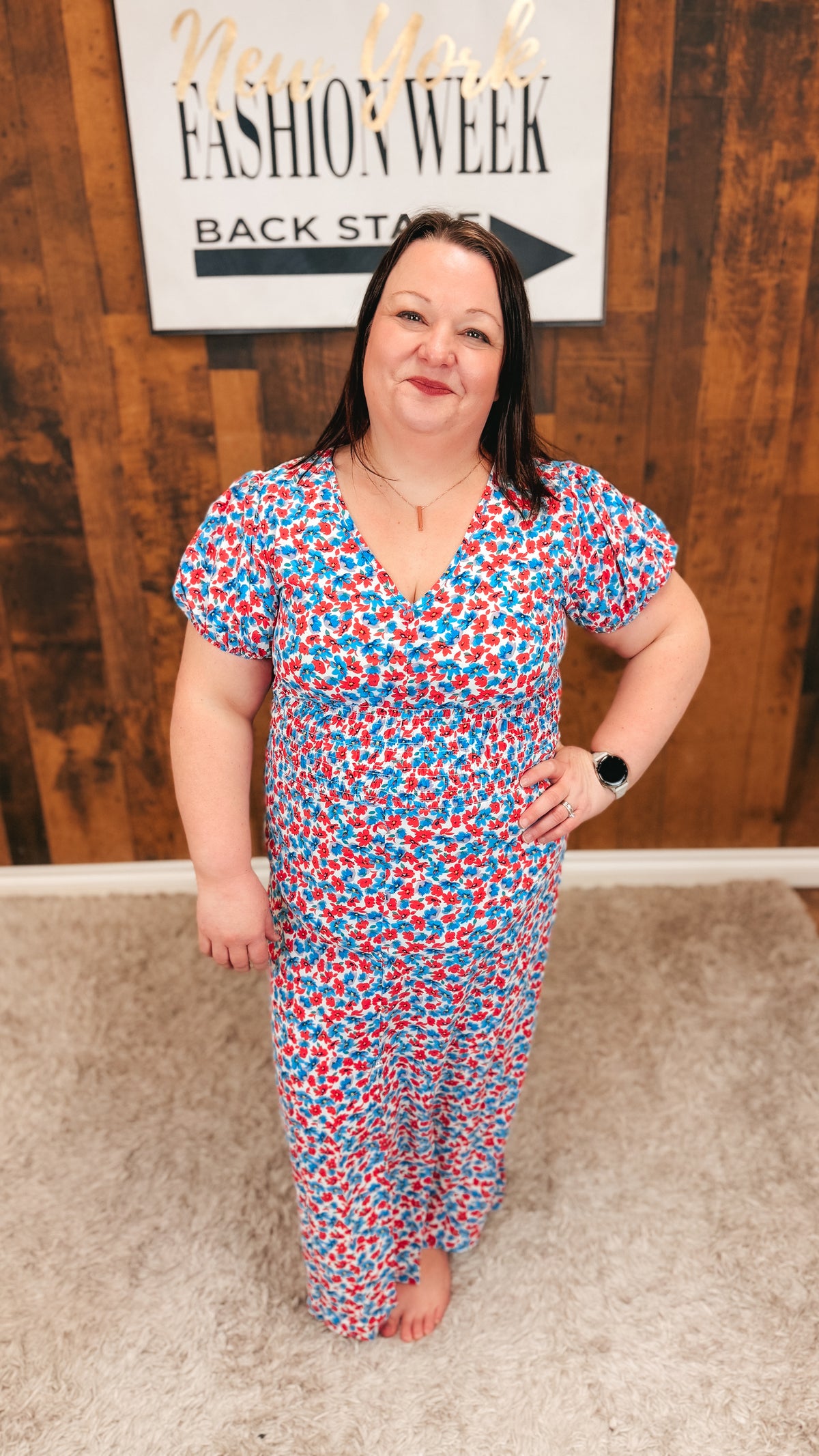 Victoria Floral Dress | Blue & Pink