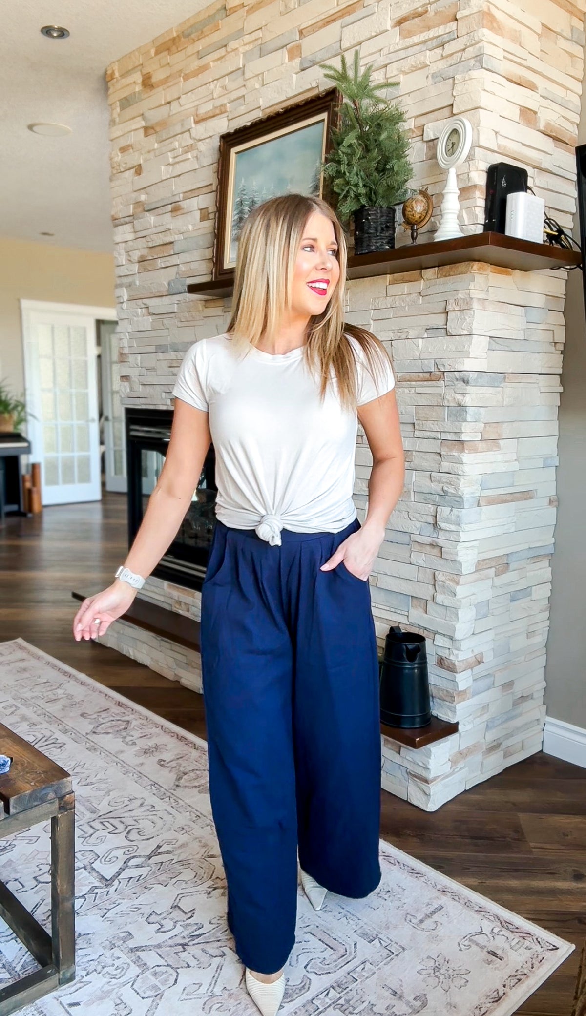 Nova Wide Leg Pants | Navy