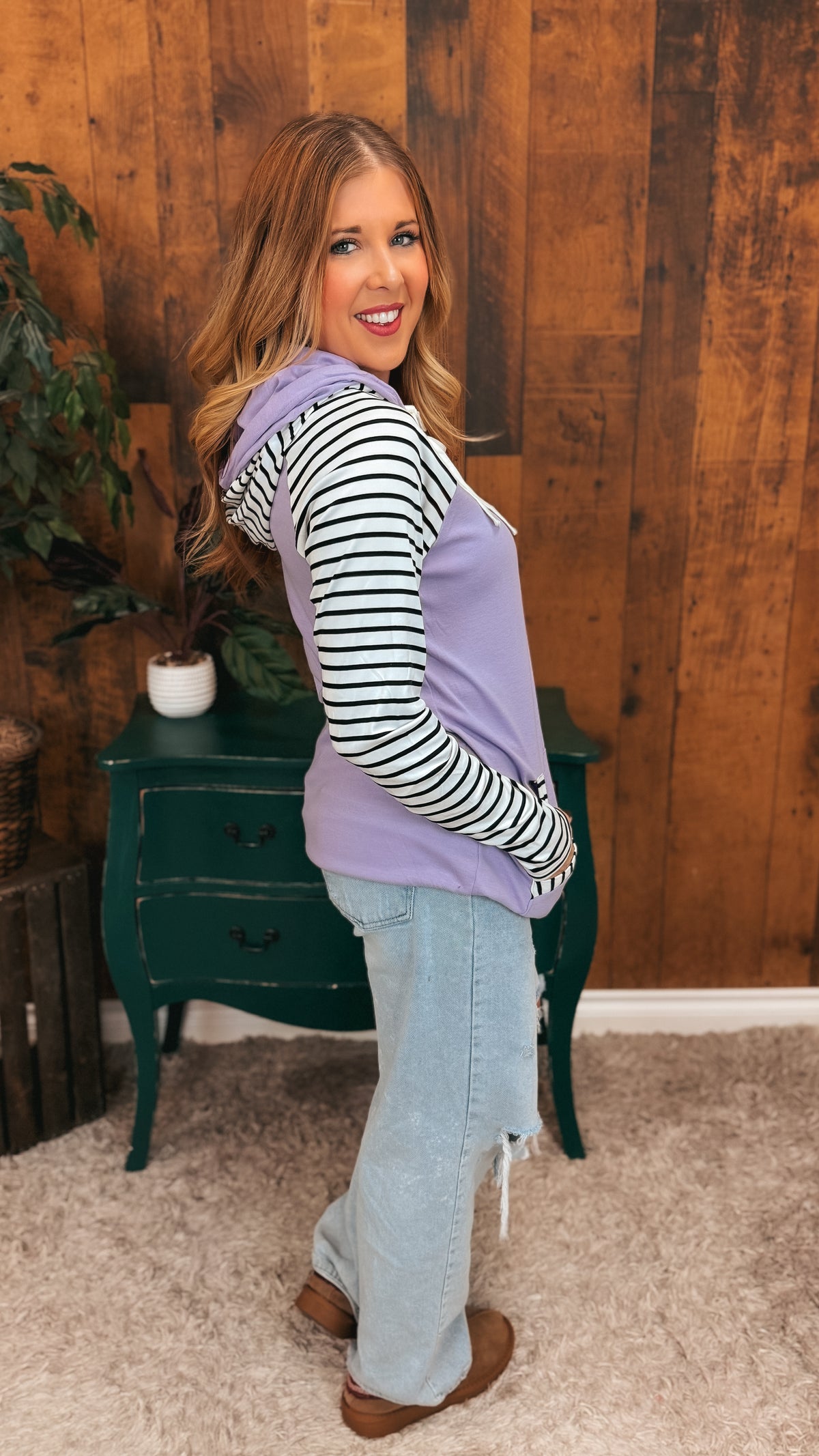 Janie Stripe Hoodie | Lavender