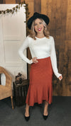 Felicity Eyelet Lace Skirt: Terracotta