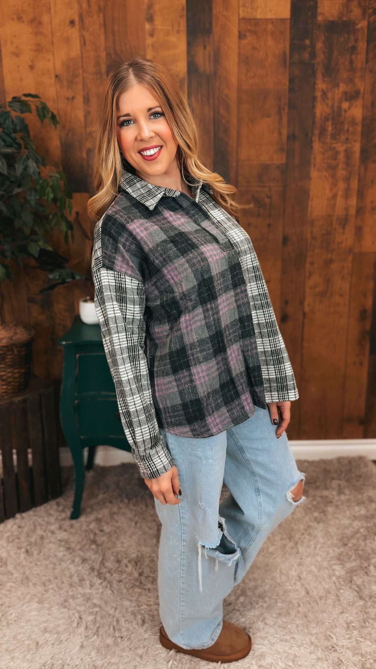 Jesslyn Plaid Flannel Top | Lavender