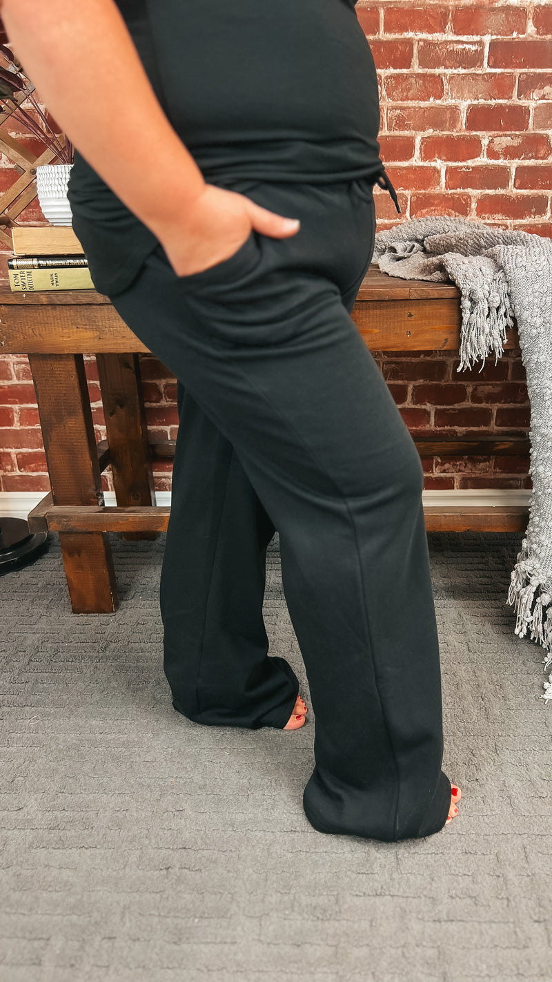 Jodie Wide Leg Jogging Pants | Black