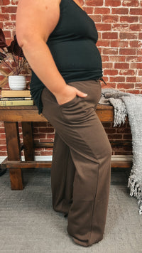 Jodie Wide Leg Jogging Pants | Brown