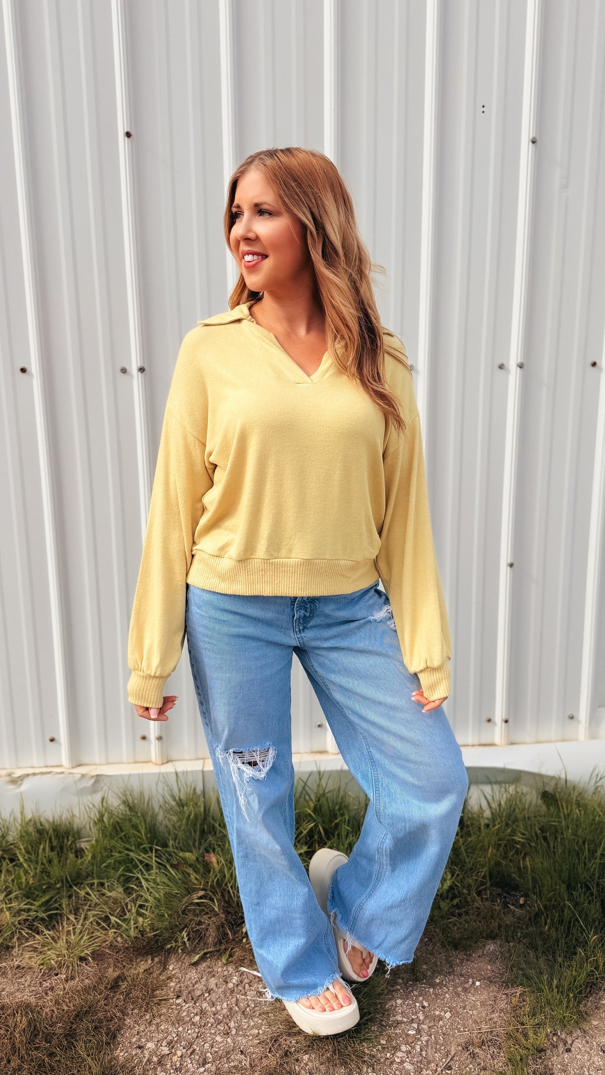 Tamara V-Neck Sweater | Yellow