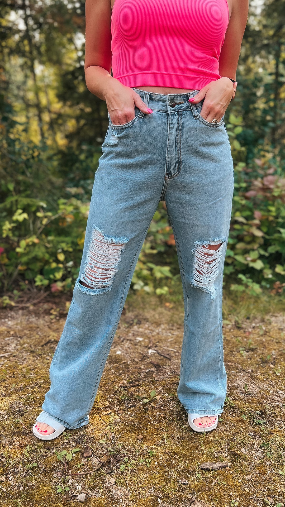 Noah Wide Leg Denim: Light Blue