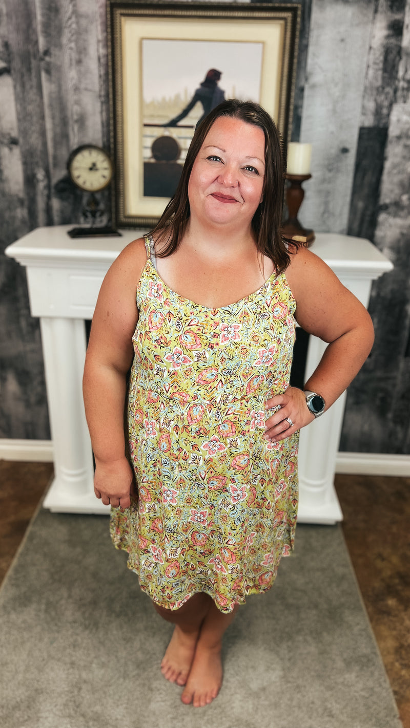 Diane Floral Sundress | Lime