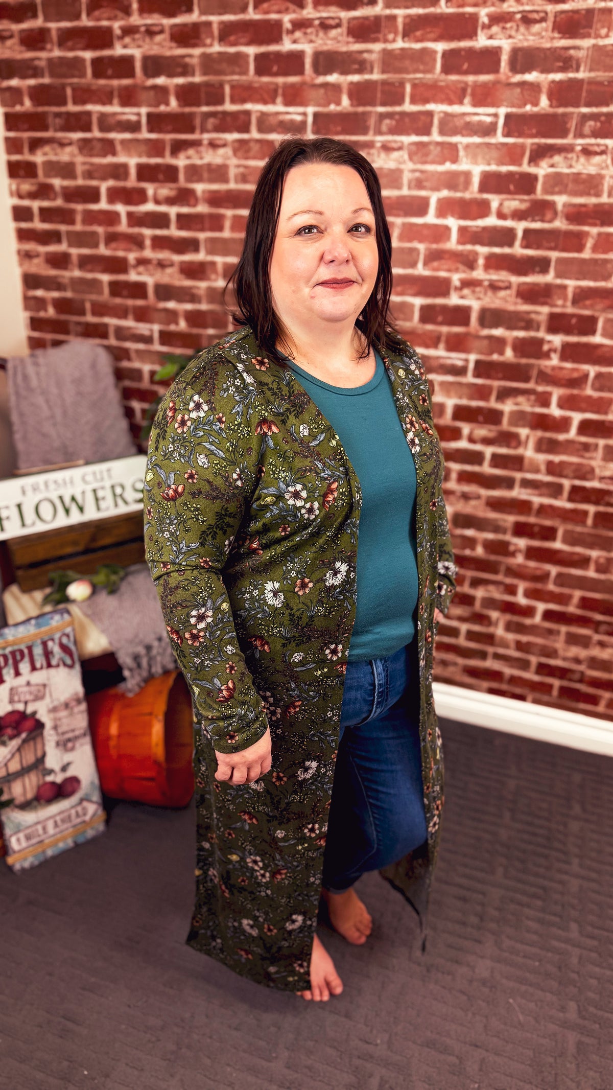 Kendal Floral Duster Cardigan | Floral Olive