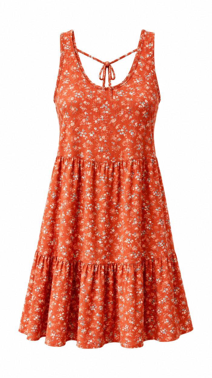 Claire Floral Dress: Rust *SALE*