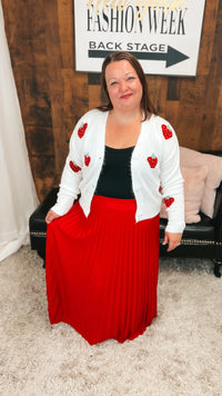 Wendy Pleated Maxi Skirt | Red