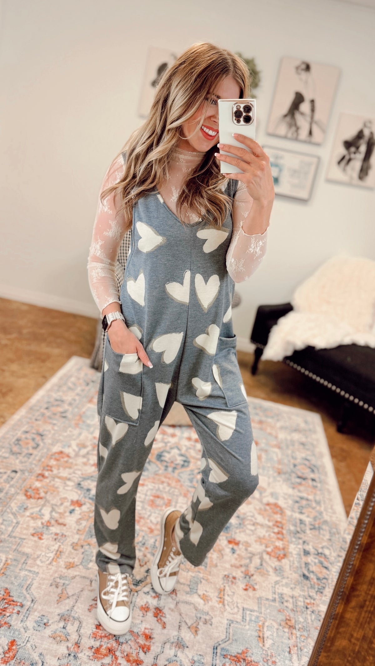 Nadine Romper | Grey Heart